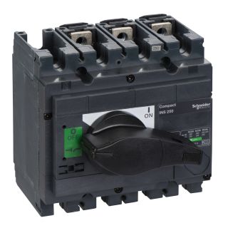 31106, Schneider Electric Compact INS250 Switch Disconnector, 250A, Standard Version with Black Rotary Handle, 3 Poles