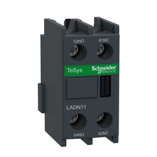 LADN11, Schneider Electric Auxiliary Contact Block, TeSys D, 1NO + 1NC, Front Mounting, Screw Terminals