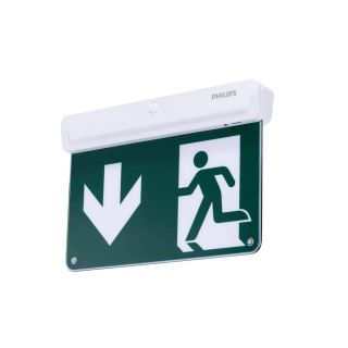 911401587143, Philips Emergency Mounted Light LED Exit Sign with Down legend