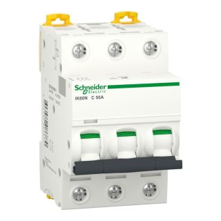 A9K24350, Schneider Electric Acti9 iK60N, 3P, 50 A Miniature circuit-breaker, C curve, 6000 A (IEC 60898-1)