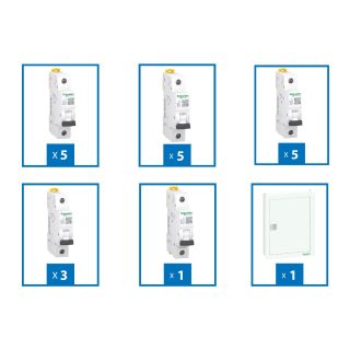 Schneider Electric Acti9 Disbo 18-way Panel Bundle + 19 MCB iK60, 6 KVA