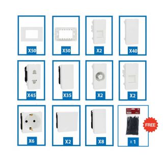 Schneider Electric Miluz Bundle for 100M Apartment (Save Offer), White + Free HIMEL Cable Tie, 350x4.8 mm