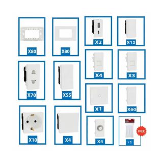 Schneider Electric Miluz Bundle for 200M Apartment, White + Free HIMEL Cable Tie, 350x4.8 mm