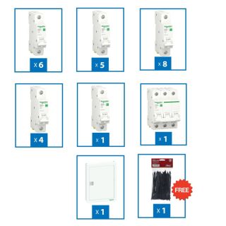 Schneider Electric Acti9 Disbo 24way MCB Panel Bundle & 3P MCB Circuit Breaker 4.5 KA + Free HIMEL Cable Tie, 350x4.8 mm