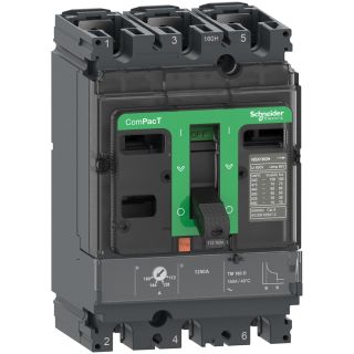 Schneider Electric Compact NSX160B Circuit Breaker, 25kA at 415VAC, 3 Poles, TMD Trip Unit, 125A, C16B3TM125
