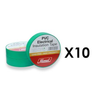 HHEET0151920G/1, HIMEL SET OF 10 Electrical Insulation PVC Tape ROLL 0.15mmX19mmX20m, Green