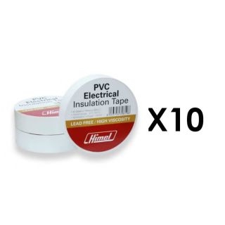 HHEET0151920W/1, HIMEL SET OF 10 Electrical Insulation PVC Tape ROLL 0.15mmX19mmX20m, White