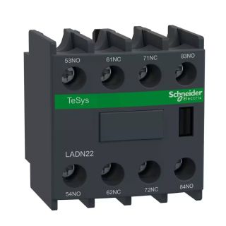 LADN22, Schneider Electric Auxiliary Contact Block, TeSys D, 2NO/2NC, Front Mounting, Screw Terminals