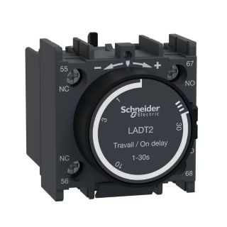 LADT2, Schneider Electric Pneumatic Time Delay Attachment, Tesys Deca, On Delay 0.1 to 30 sec, 1 NO and 1 NC, Screw Clamp Terminals
