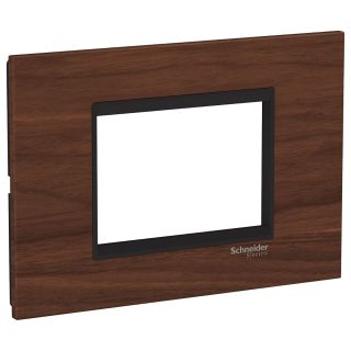 LMR8263083, Schneider Electric Easy Styl Cover Frame Wood 3 Modules Walnut/Black