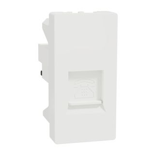 Schneider Electric Telephone Outlet, Miluz E, 6 Pin, 4 Wire, Mechanism With Shutter, White, M3TB1_RJ4M