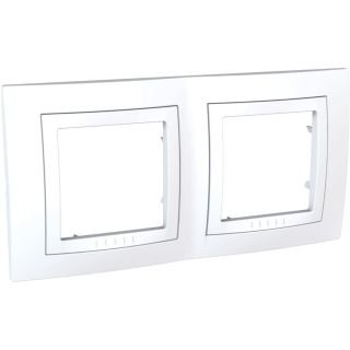 Schneider Electric Unica Basic, Cover Frame, 2 gangs, H71, White/White, MGU2.004.18
