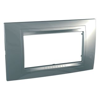 Schneider Electric Unica Allegro, Cover Frame, 4 Module, Dull Silver
