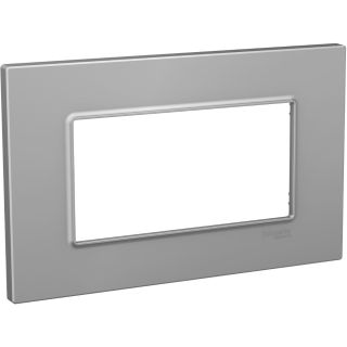 Schneider Electric, Unica Quadro, Cover Frame, 4 Modules, Silver, MGU6.804.55