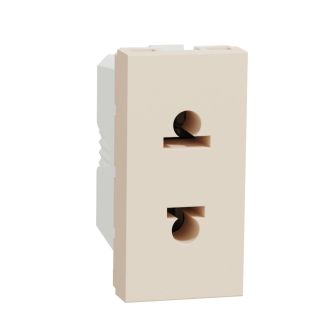 New Unica Euro-American Socket Outlet - 2Poles 1 Module, Beige NU302044