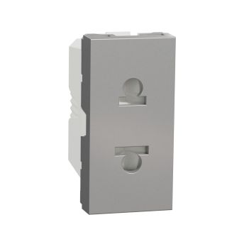 Schneider Electric New Unica Euroamerican Socket outlet with Shutter, 2P, 16A, Aluminum, NU302130