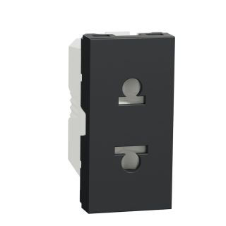 Schneider Electric New Unica 2P 16A Euro-American Socket Outlet with Shutter, Anthracite, NU302154