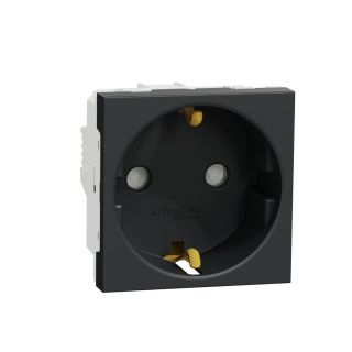 Schneider Electric New Unica German Schuko Socket-Outlet with Shutter, 2P + E, 16A, Anthracite, NU303754