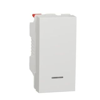 Schneider Electric New Unica Pushbutton Mechanism + No Pushbutton - 10A, 1 Module, Screwless Terminals, Ip4X, White, NU310618N
