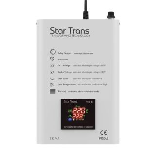 Star Trans 1kVA Single Phase Stabilizer Servo Pro-S Series, PRO-S 1PH: 1KVA