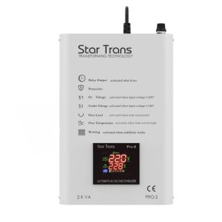 Star Trans 2kVA Single Phase Stabilizer Servo Pro-S Series, PRO-S 1PH: 2KVA