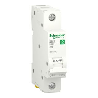 R9F32110, Schneider Electric Resi9, 1P, 10A Miniature circuit breaker (MCB), C curve, 4500A (IEC/EN 60898-1)