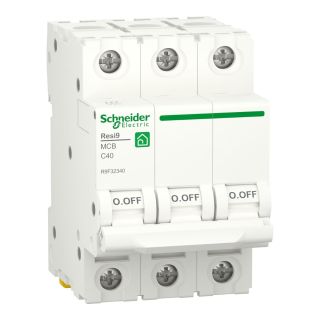 R9F32340, Schneider Electric Resi9, 3P, 40A Miniature circuit breaker (MCB), C curve, 4500A (IEC/EN 60898-1)