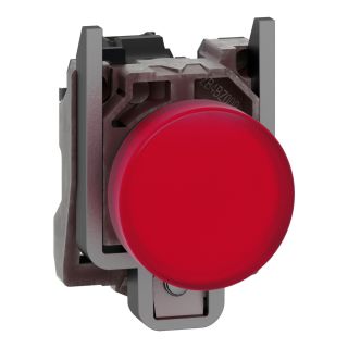 XB4BVG4, Schneider Electric Harmony XB4 Pilot Light, Metal, Red, 22mm, Universal LED, Plain Lens, 110-120V AC