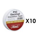 HHEET0151910W/1, HIMEL SET OF 10 Electrical Insulation PVC Tape ROLL 0.15mmX19mmX10m White