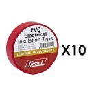 HHEET0151910R/1, HIMEL SET OF 10 Electrical Insulation PVC Tape ROLL 0.15mmX19mmX10m Red