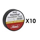 HHEET0151910B/1, HIMEL SET OF 10 Electrical Insulation PVC Tape ROLL 0.15mmX19mmX10m Black