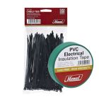 HIMEL SET OF 10 Electrical Insulation PVC Tape ROLL 20m, Green + Cable Tie  Set OF 100, HHEET0151920G/1+HHEC3548B