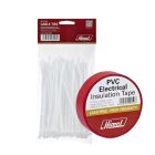 HIMEL SET OF 10 Electrical Insulation PVC Tape ROLL, Red + Cable Tie  Set OF 100