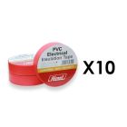 HHEET0151920R/1, HIMEL SET OF 10 Electrical Insulation PVC Tape ROLL 0.15mmX19mmX20m, Red